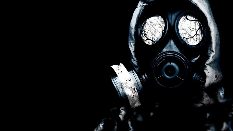 person in gas mask