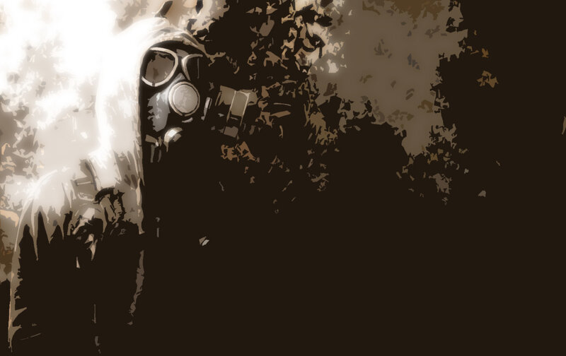 person in gas mask