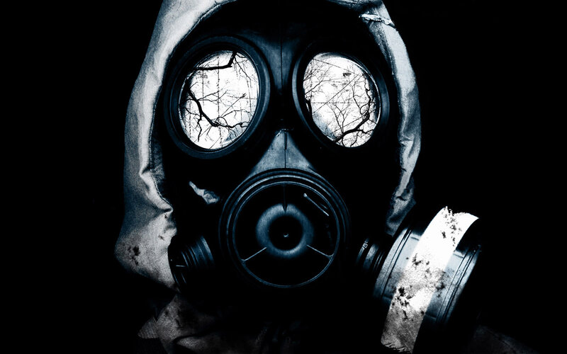 person in gas mask