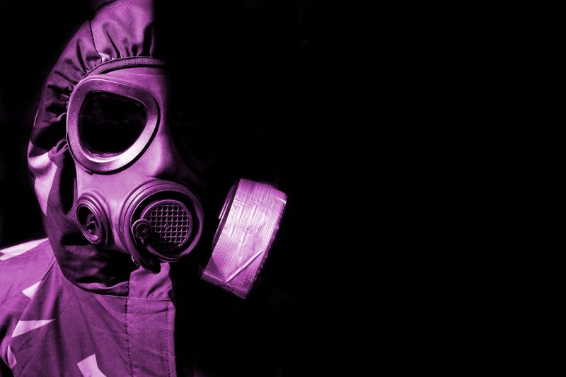 person in gas mask