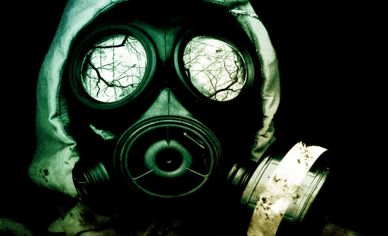 person in gas mask