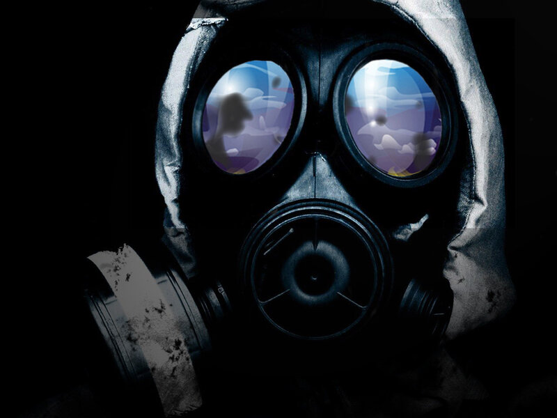 person in gas mask