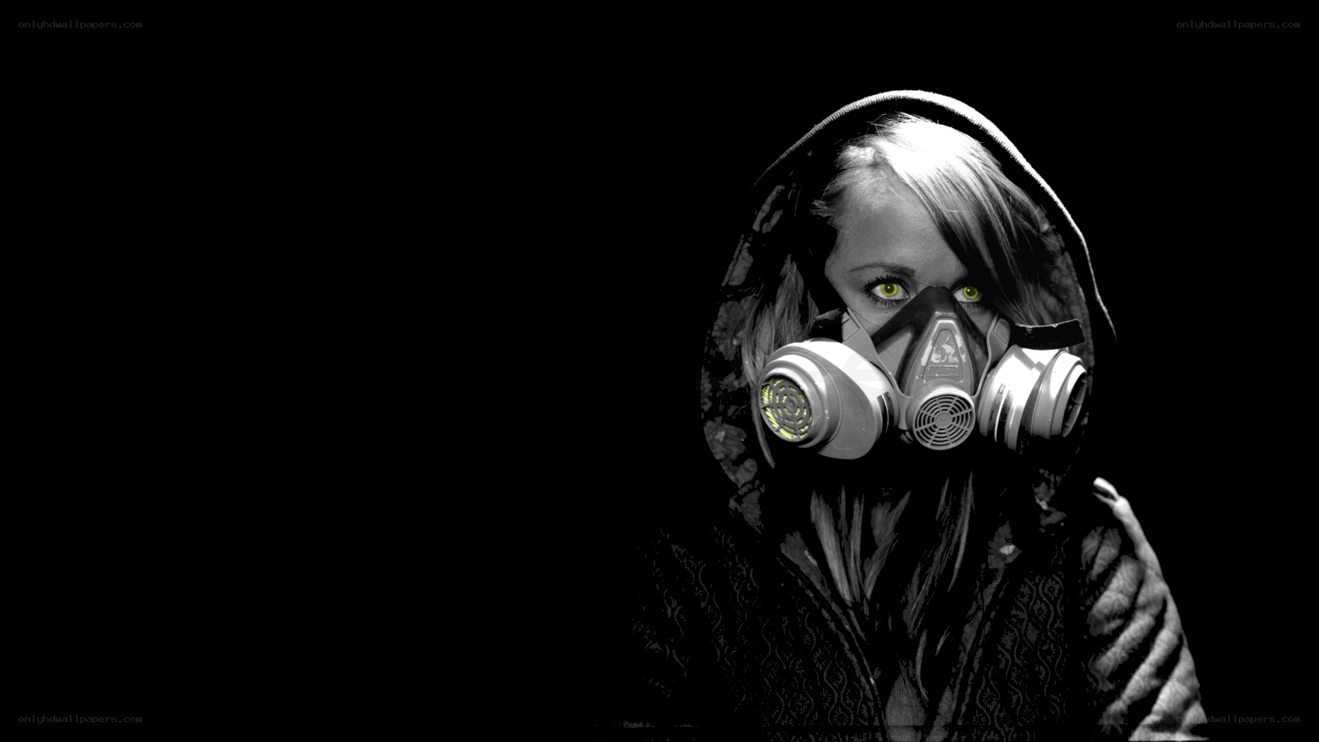 person in gas mask