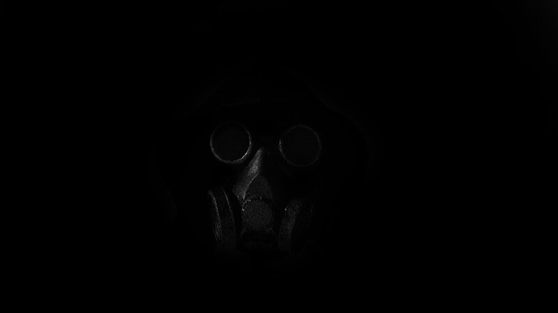 person in gas mask