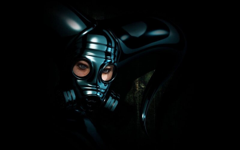 person in gas mask