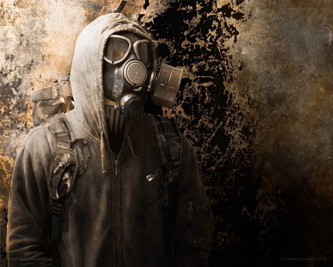 person in gas mask