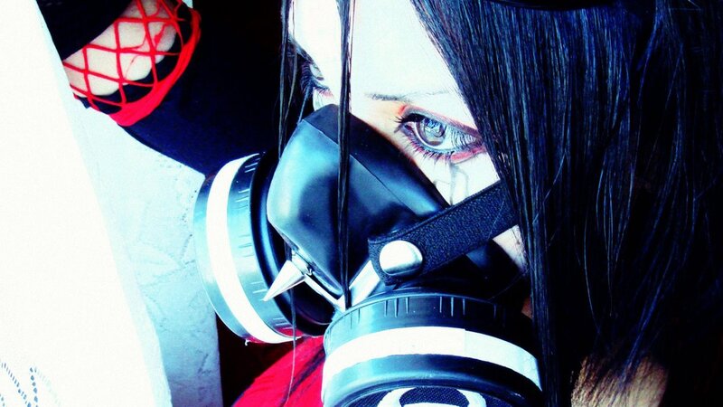 person in gas mask