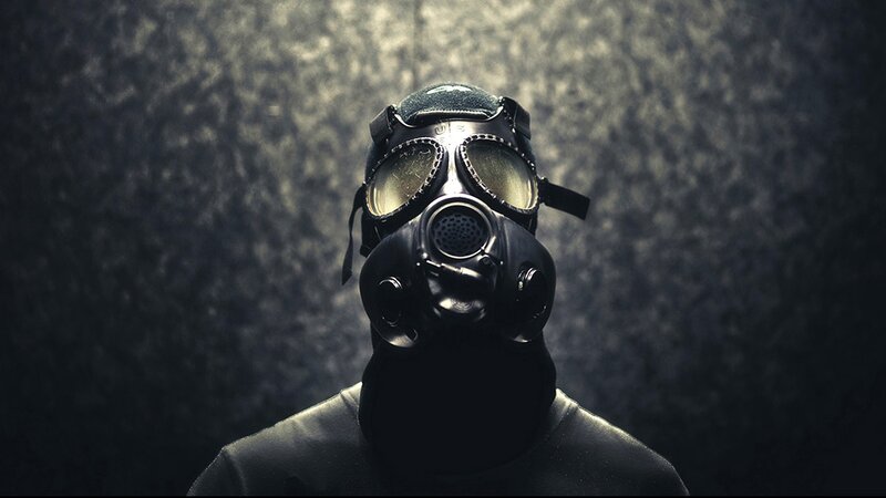 person in gas mask