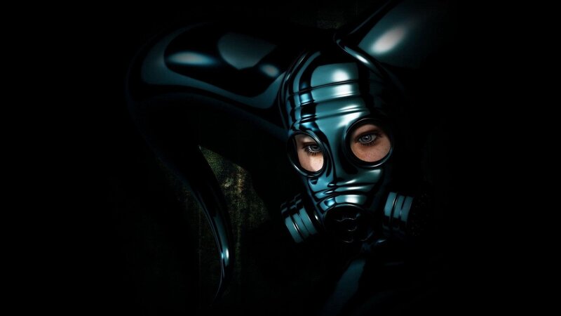 person in gas mask