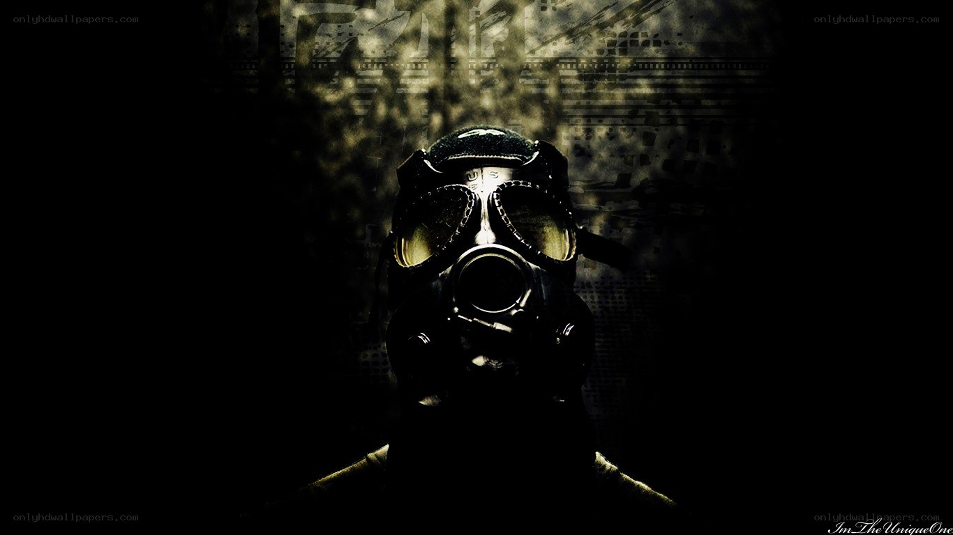person in gas mask
