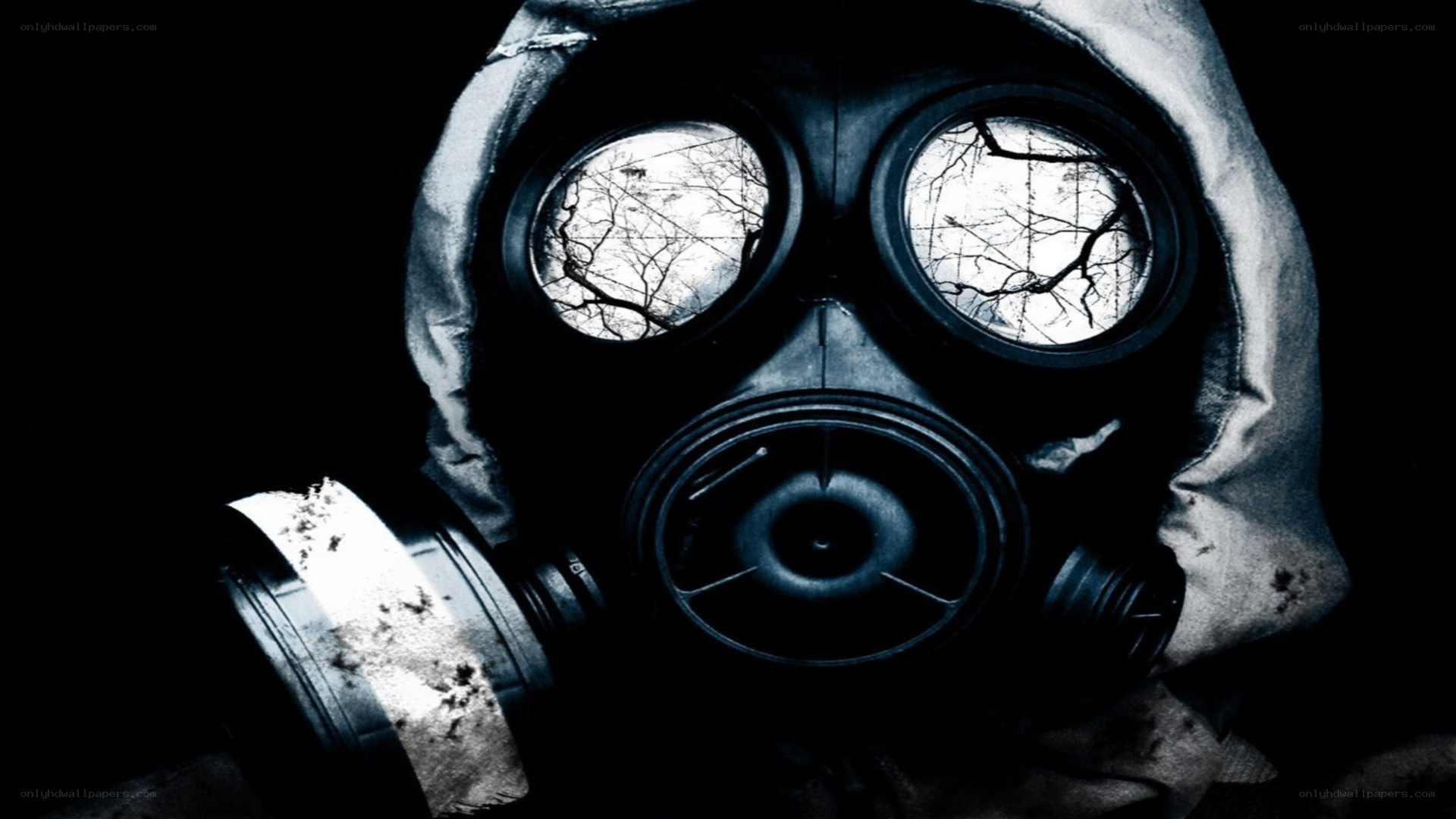 person in gas mask