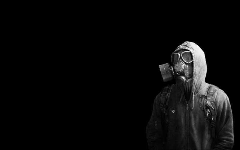 person in gas mask