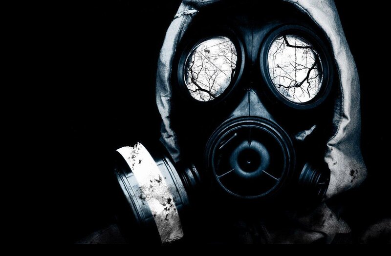 person in gas mask
