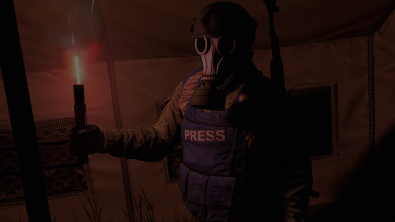 Person in Gas Mask — Black, Dark, Tense