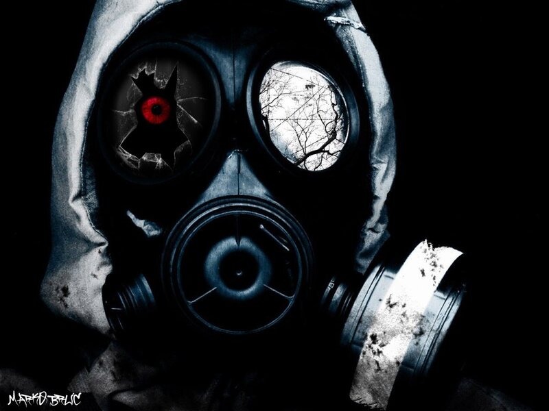 Person in Gas Mask — Black, Dark