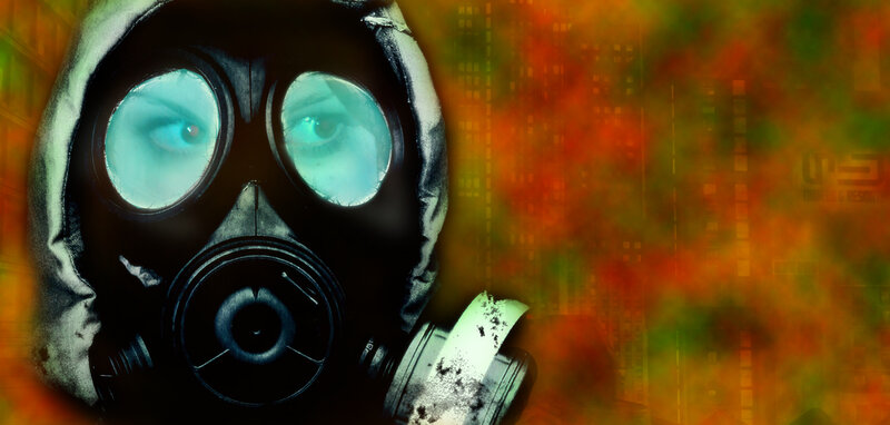 Person in Gas Mask — Black, Dramatic, Digital Art, Gas Mask, Eyes