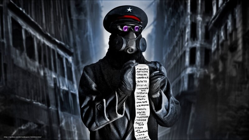 Person in Gas Mask — Black, Dramatic, Digital Art, Gas Mask, List