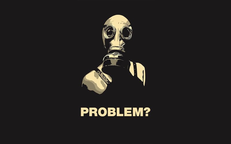 Person in Gas Mask — Black, Dramatic, Illustration