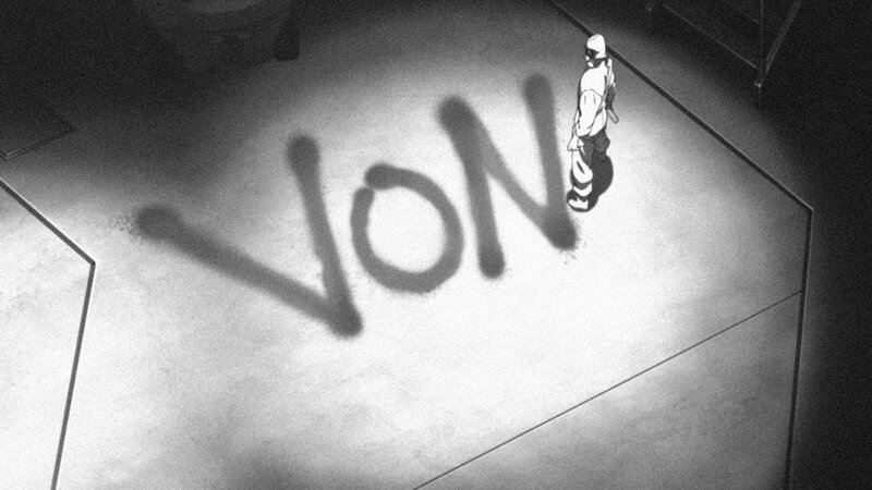 Person in Gas Mask — Black, Dramatic, Night, Anime, Gas Mask, Graffiti