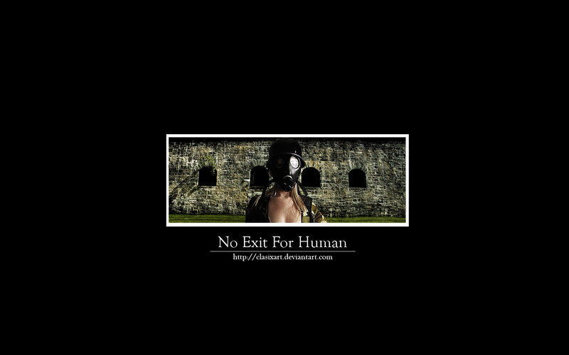 Person in Gas Mask — Black, Dramatic, Photograph, Gas Mask, Stone Wall