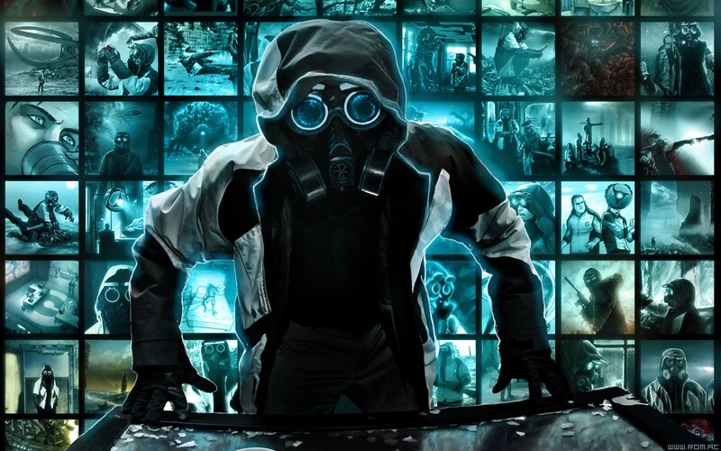 Person in Gas Mask — Blue, Dramatic, Tense, Digital Art