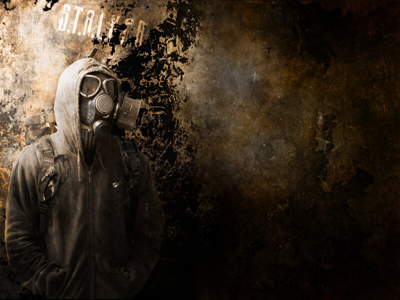 Person in Gas Mask — Brown, Black