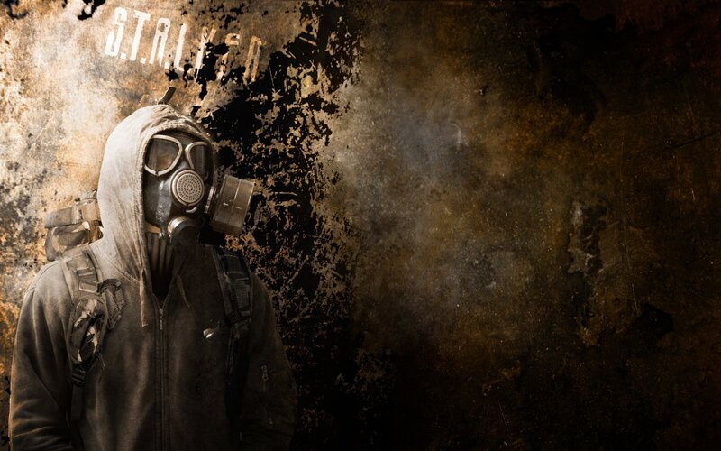 Person in Gas Mask — Brown, Dramatic, Digital Art