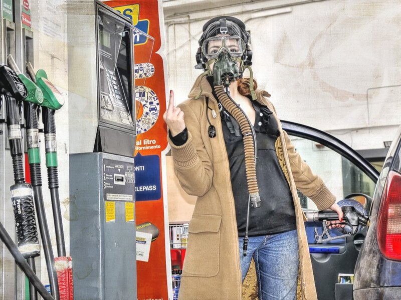 Person in Gas Mask — Brown, Neutral
