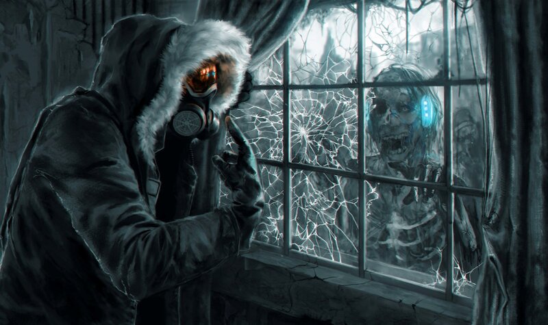 Person in Gas Mask — Gray, Dark