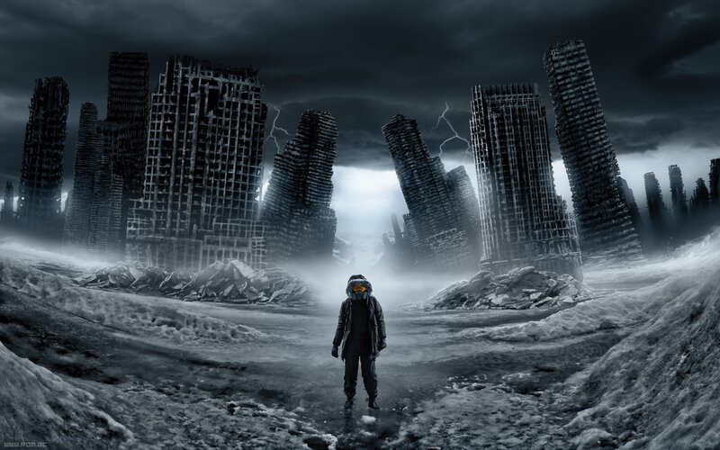 Person in Gas Mask — Gray, Dramatic, Night, Digital Art