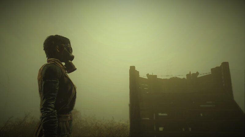 Person in Gas Mask — Green, Atmospheric