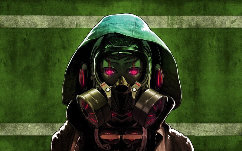 Person in Gas Mask — Green, Dramatic, Anime, Gas Mask