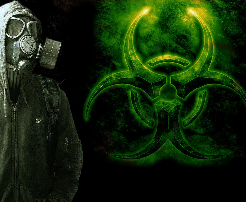 Person in Gas Mask — Green, Dramatic, Digital Art, Gas Mask