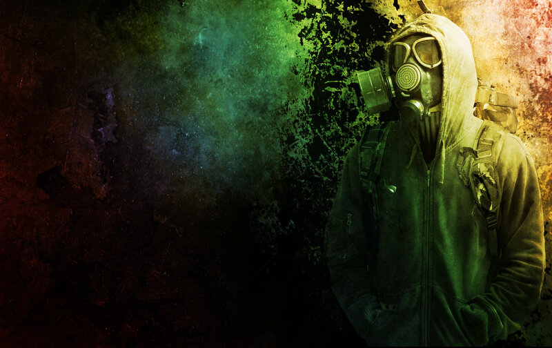 Person in Gas Mask — Green, Dramatic, Digital Art, Hoodie