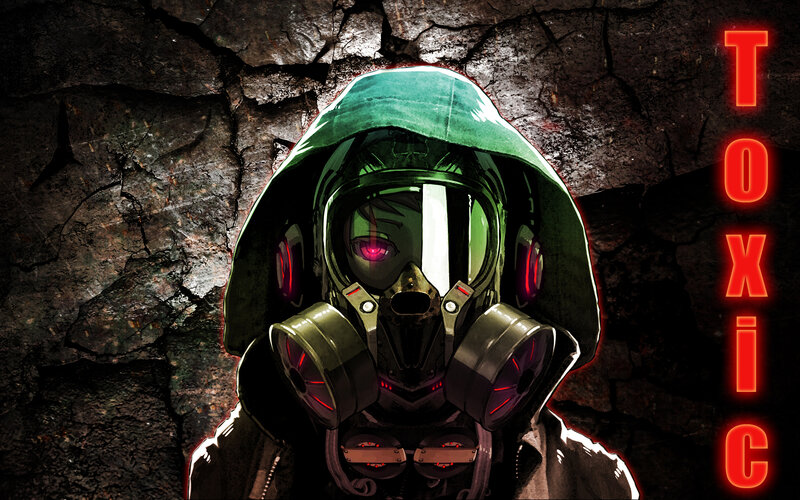 Person in Gas Mask — Green, Dramatic