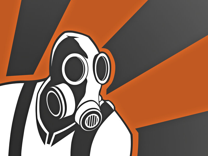 person in gas mask illustration