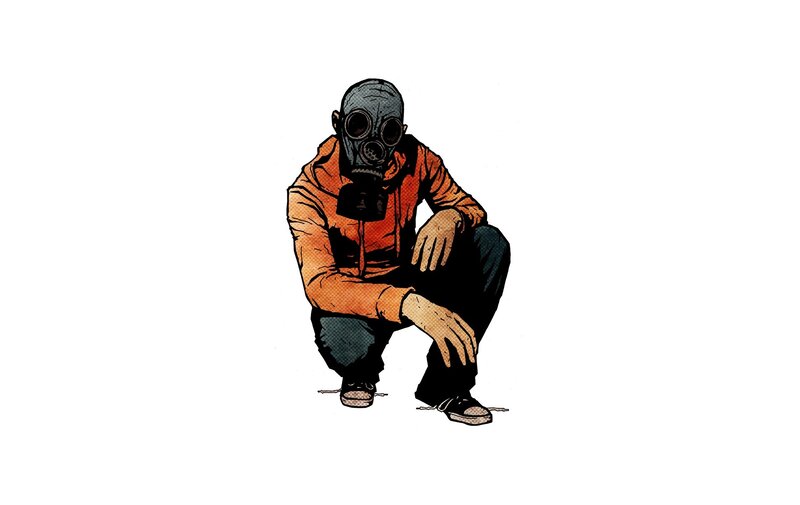 Person in Gas Mask — Orange, Neutral