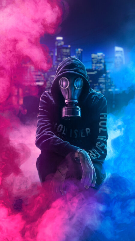 Person in Gas Mask — Pink