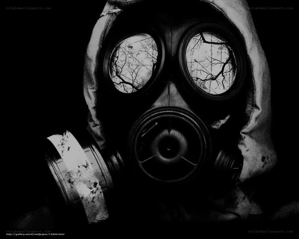 person in gas mask