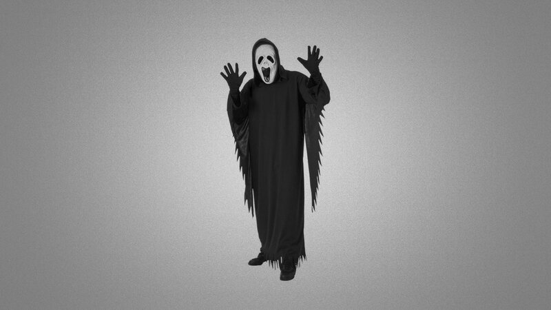 Person in Ghostface Costume — Black, Dramatic