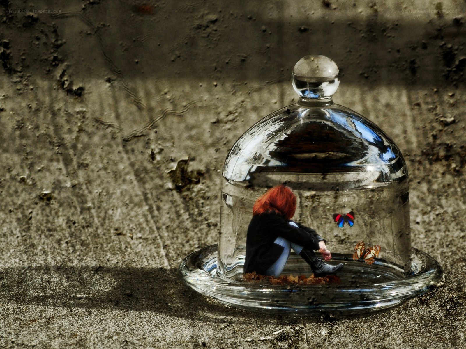 person in glass dome
