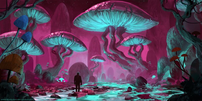 Person in Glowing Cave — Pink