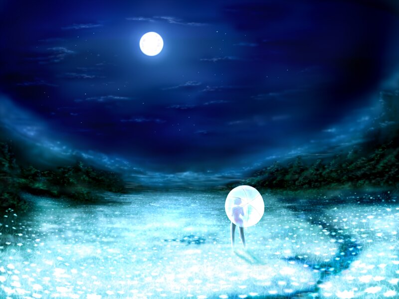 Person in Glowing Field — Blue