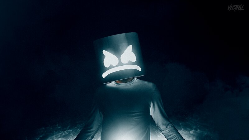 Person in Glowing Mask — Black