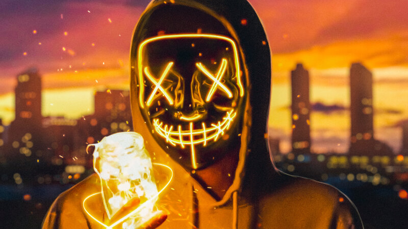 Person in Glowing Mask — Orange