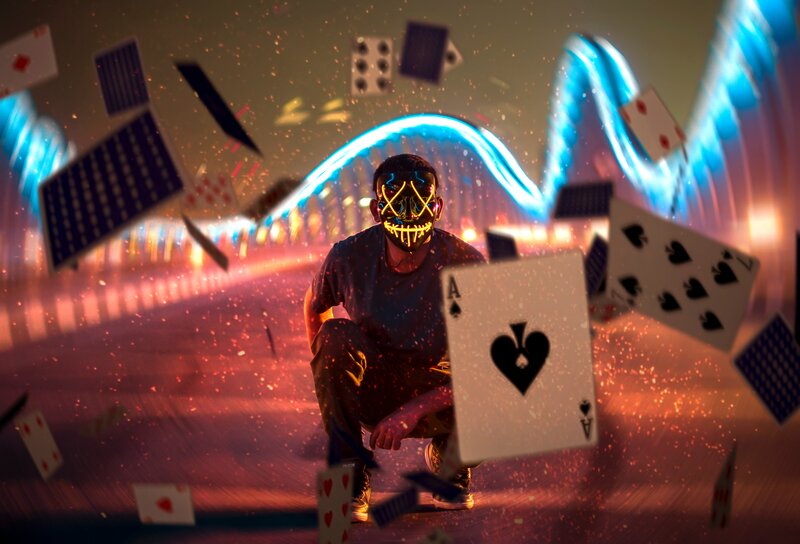 Person in Glowing Mask