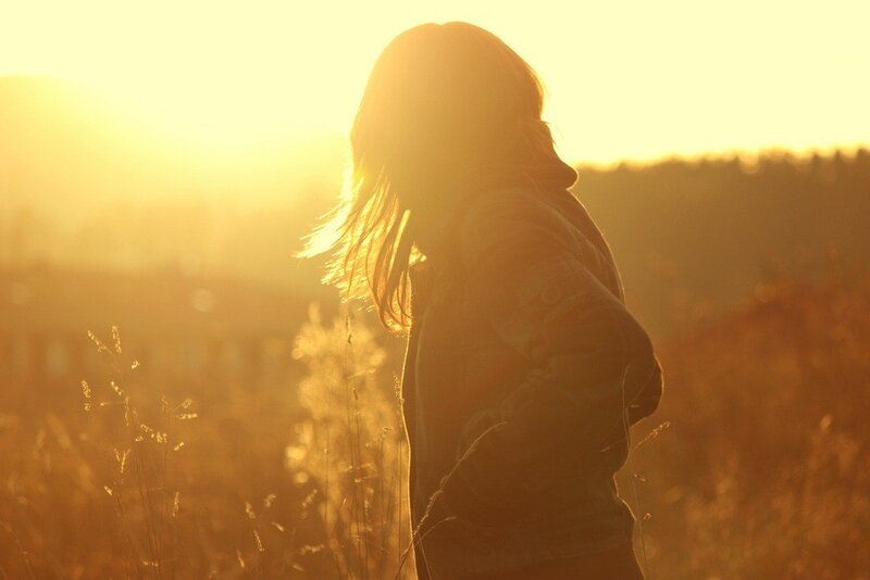 person in golden sunset