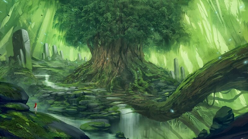 Person in Green Forest — Serene
