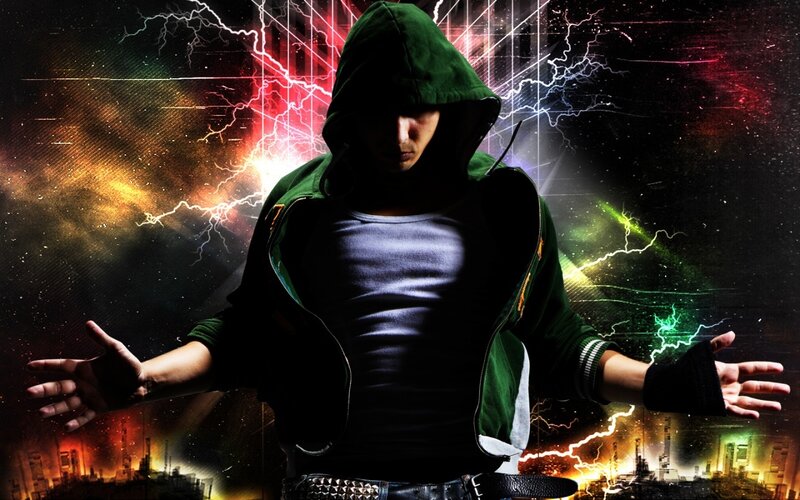 Person in Green Hoodie — Dramatic, Night