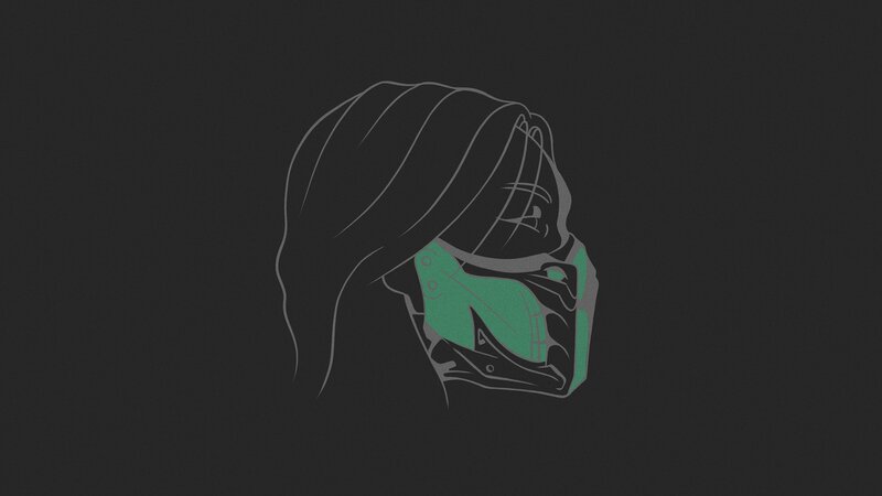 Person in Green Mask — Black